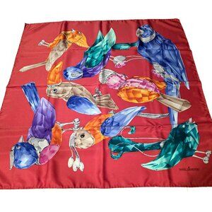 Daniel Swarovski Paris Crystal Paradise Silk Scarf Made In Italy Birds Very Rare